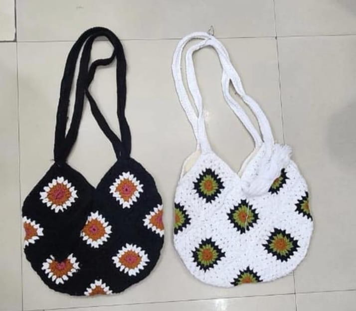 Handmade Crochet Sunflower Granny Square Bags